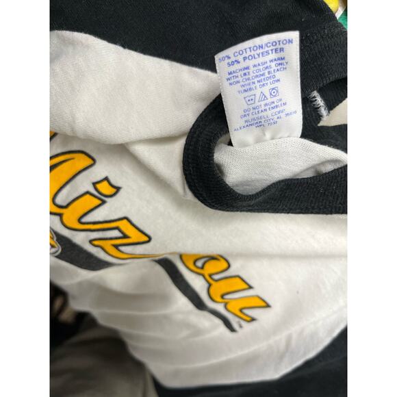 University Missouri Mizzou Tigers Raglan Baseball T Shirt Size M Russell 1980s - Picture 7 of 7